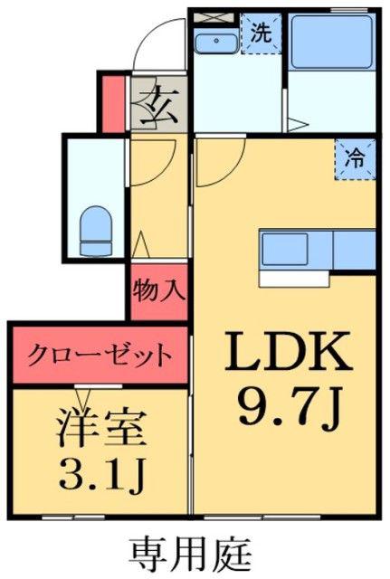 サンアベニューIV(1LDK/1階)の間取り写真
