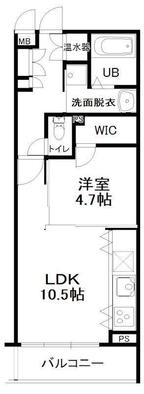 ソレイユ烏山(1LDK/1階)の間取り写真