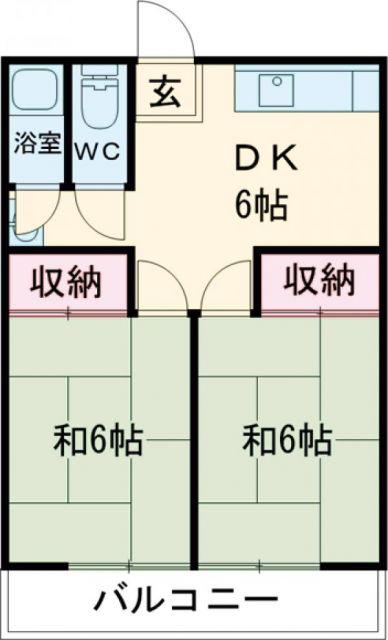 コーポ中島(2DK/1階)の間取り写真