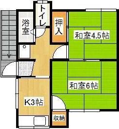 第一ふじ荘(2K/2階)の間取り写真