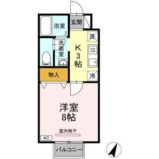 セジュールKIII(1K/1階)の間取り写真