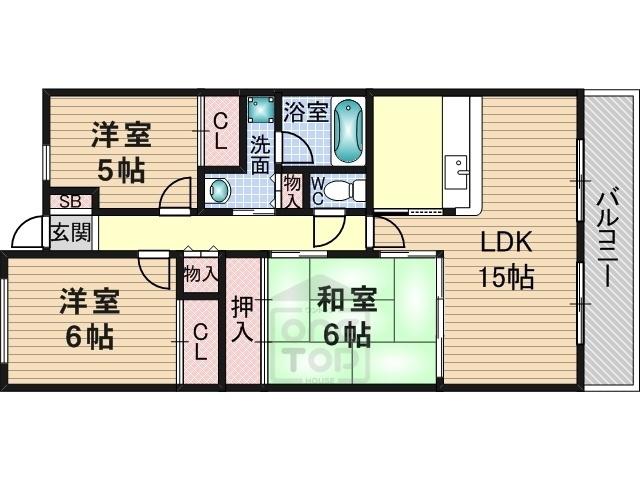 KDXレジデンス茨木2(3LDK/2階)の間取り写真