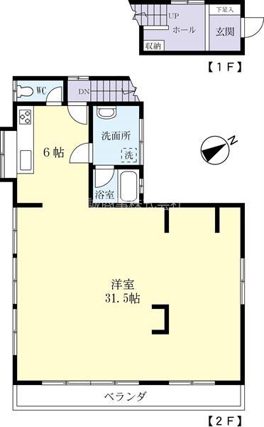 AUBERGE BLEUE(ワンルーム/2階)の間取り写真