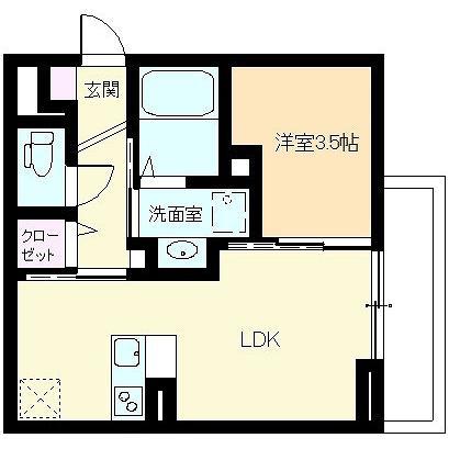 サンガーデン新山口 A(1LDK/1階)の間取り写真