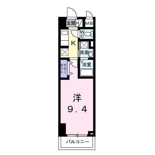 スアヴィス平塚八千代(1K/4階)の間取り写真