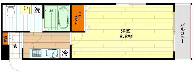カーサクレスト清水I(1K/2階)の間取り写真