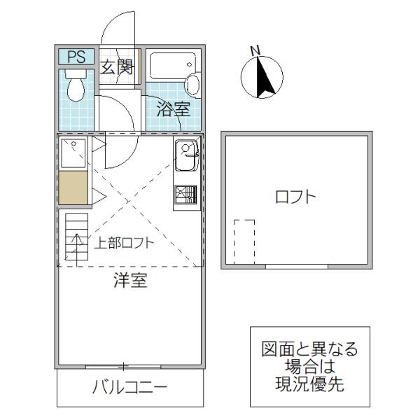 KハイツA棟(ワンルーム/2階)の間取り写真