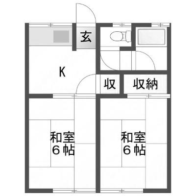 ひばりハイツ(2K/1階)の間取り写真