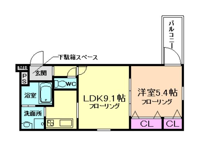 フジパレス石橋III番館(1LDK/3階)の間取り写真