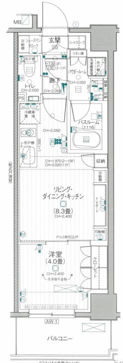 デュオステージ関内II(1LDK/7階)の間取り写真
