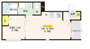 ハーモニーテラス福住町IVB(1LDK/1階)の間取り写真