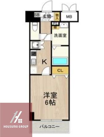 ルクレ難波(1K/9階)の間取り写真