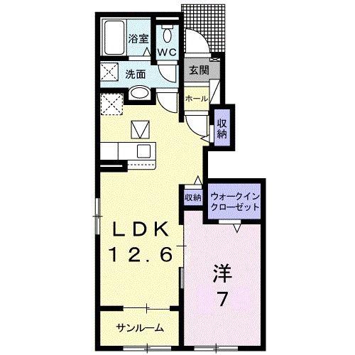 プレッソ太田III(1LDK/1階)の間取り写真