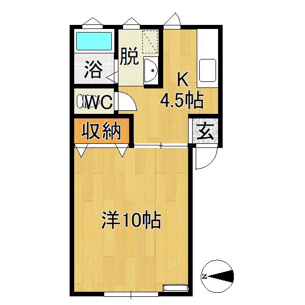 セントポーリア(1K/2階)の間取り写真