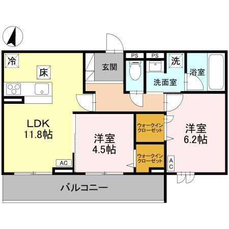 U-TORISIA簗瀬(2LDK/1階)の間取り写真
