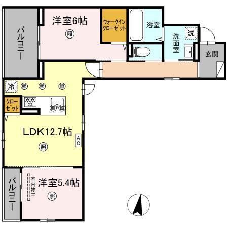 プリモ石井城(2LDK/3階)の間取り写真