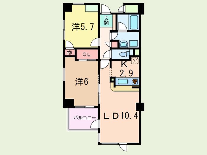 フォルム甲南町(2LDK/2階)の間取り写真