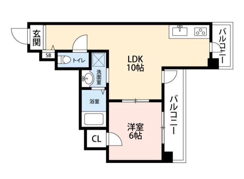 シティーコート北瓦町EX(1LDK/4階)の間取り写真