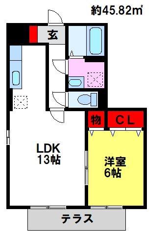 セイシェル・大山(1LDK/1階)の間取り写真