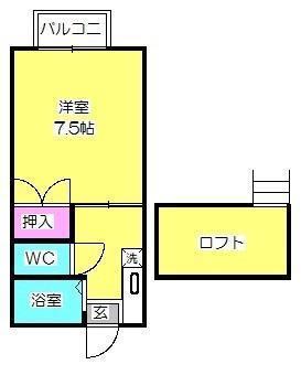 アートインウインディハウス(1K/2階)の間取り写真
