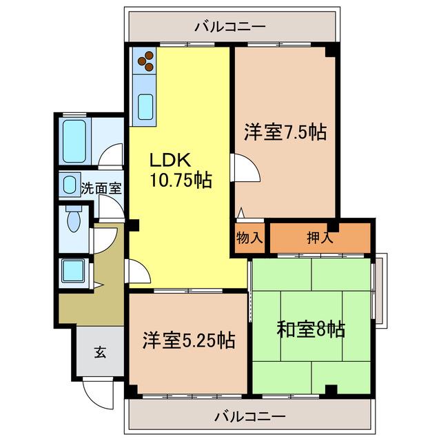 サンライフマンション(3LDK/3階)の間取り写真