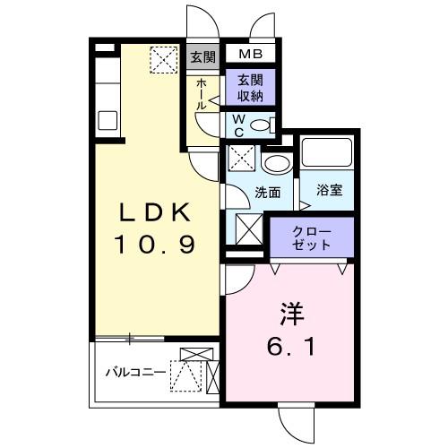 リバープレッソII(1LDK/4階)の間取り写真
