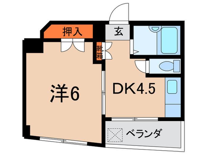 長谷川ビル(1DK/4階)の間取り写真