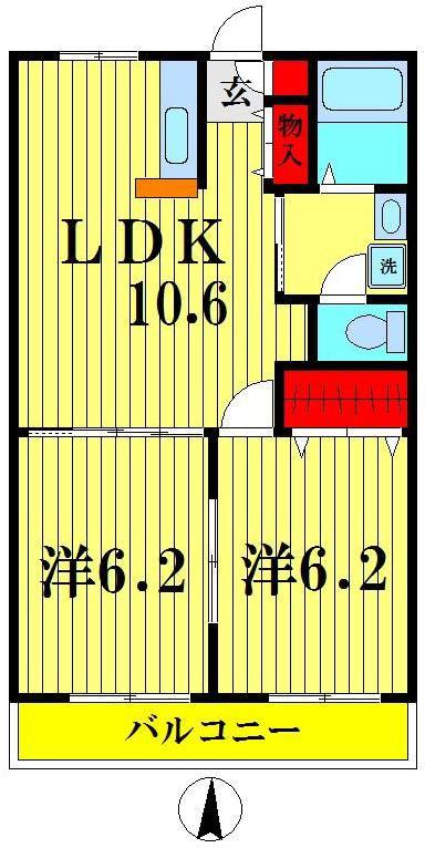 ガーデンハマ 567(2LDK/3階)の間取り写真