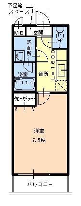 フジパレス浜寺ノースI番館(1K/2階)の間取り写真