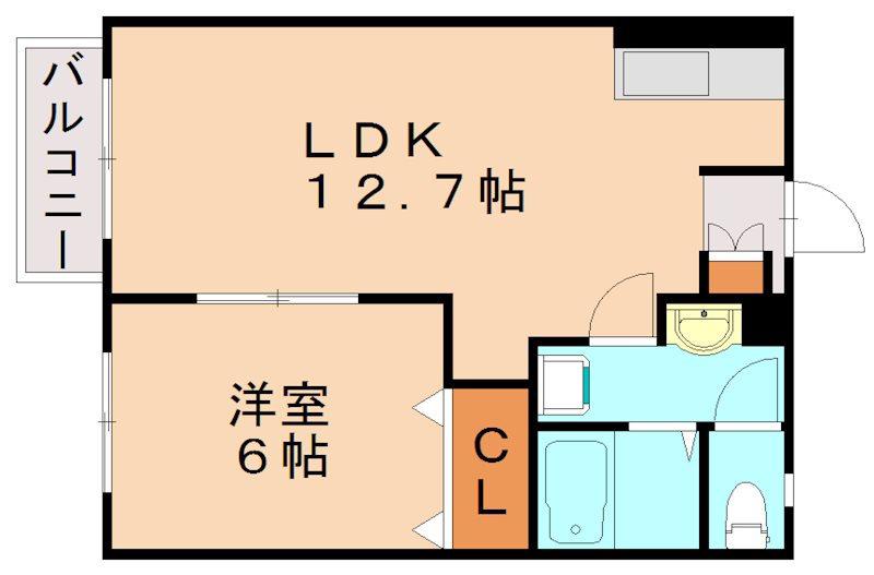 リベルテ早川(1LDK/2階)の間取り写真