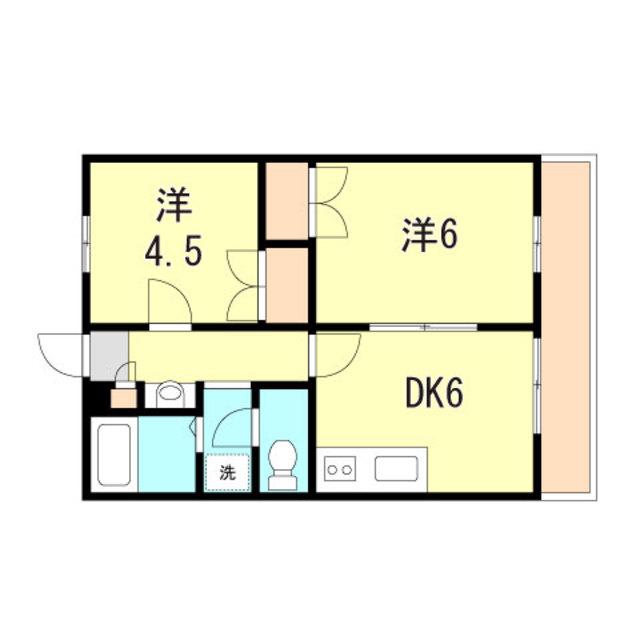 ウィングメゾン(2DK/2階)の間取り写真