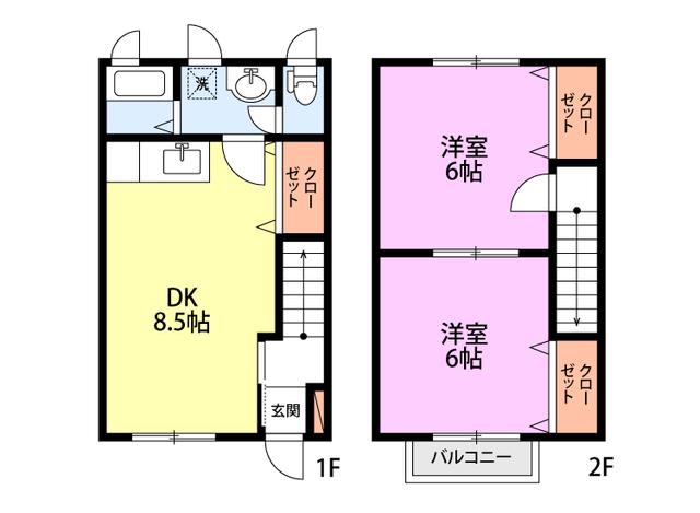 トラストヒルズ(2DK/1階)の間取り写真