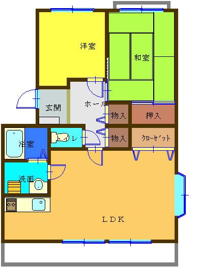 サンパティオIII(2LDK/2階)の間取り写真