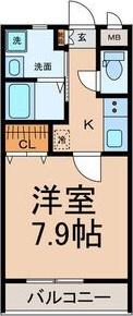 横峯ヒルズA棟(1K/2階)の間取り写真