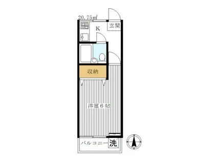 ハイム深沢C棟(1K/1階)の間取り写真