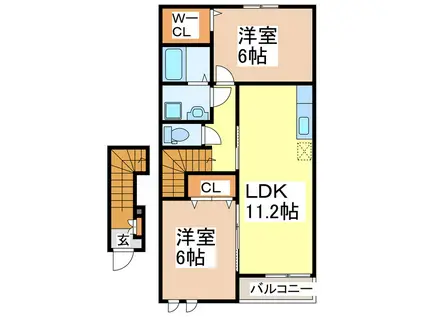 アウローラIII(2LDK/2階)の間取り写真