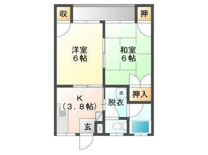 スターパレス高桜(2K/1階)の間取り写真