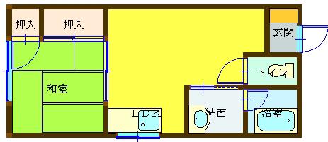 コーポアイビス船場町(1DK/2階)の間取り写真