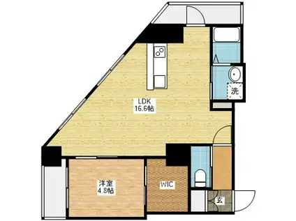 ラハイナビル(1LDK/4階)の間取り写真