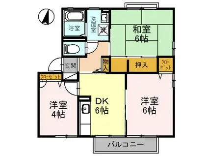 パインハイツ(3DK/2階)の間取り写真