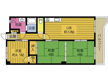 西山ビル(3LDK/3階)の間取り写真