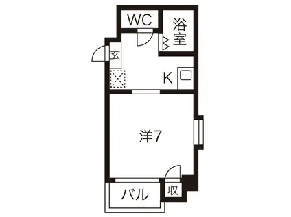 モワ鳥居松(1K/3階)の間取り写真