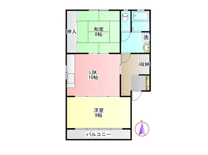 ウエステージI(2LDK/1階)の間取り写真