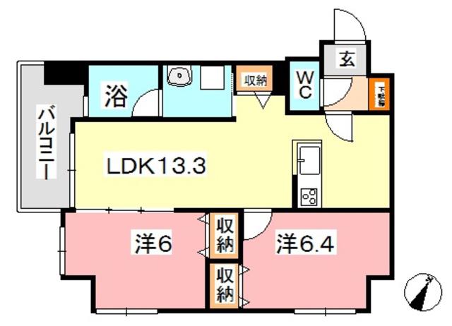COCO川西町(2LDK/2階)の間取り写真