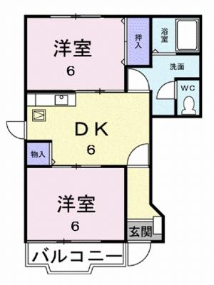 レジデンス淡路B(2DK/1階)の間取り写真