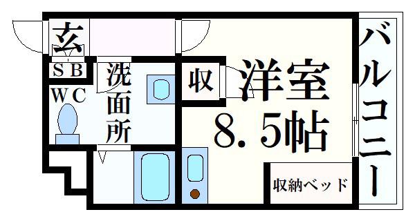 プライム英賀保(ワンルーム/3階)の間取り写真