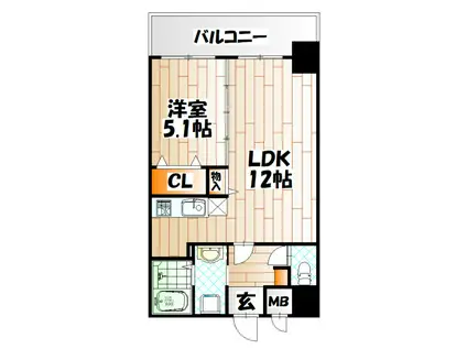 サンシャインIV(1LDK/5階)の間取り写真