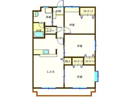 エヴァーグリーン(3LDK/1階)の間取り写真