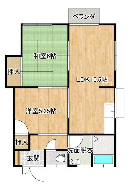 岩永アパート(2LDK/2階)の間取り写真