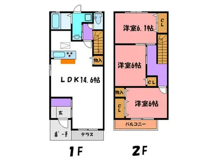メゾンリベルタ(3LDK/1階)の間取り写真